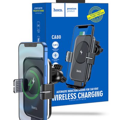 Hoco CA80 15W Air Vent Car Holder with Wireless Charging – Black